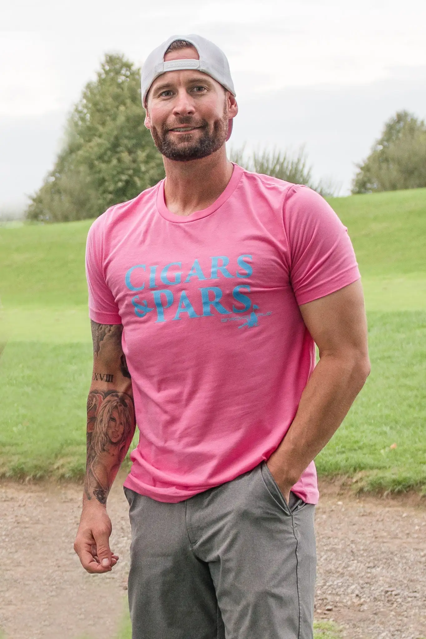 Stroke Play Golf Apparel **LIMITED EDITION** Pink Cigars & Pars Men's T-Shirt 4 Stroke Play Golf Apparel **LIMITED EDITION** Pink Cigars & Pars Men's T-Shirt - Image 2