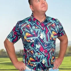 Stroke Play Golf Apparel Electric Palms Men's Golf Polo -golf clubs Shop ElectricPalm1 scaled