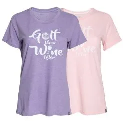 Stroke Play Golf Apparel Golf Now, Wine Later Women's T-Shirt