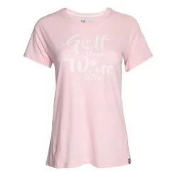 Stroke Play Golf Apparel Golf Now, Wine Later Women's T-Shirt -golf clubs Shop Golf Now Pink